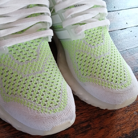adidas White and Neon Green Athletic Shoes main image 11
